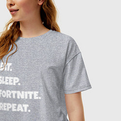 Футболка оверсайз женская Eat Sleep Fortnite Repeat, цвет: меланж — фото 2