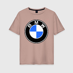 Футболка оверсайз женская Logo BMW, цвет: пыльно-розовый