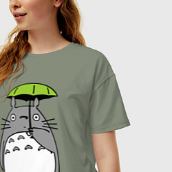 Футболка оверсайз женская Totoro с зонтом, цвет: авокадо — фото 2