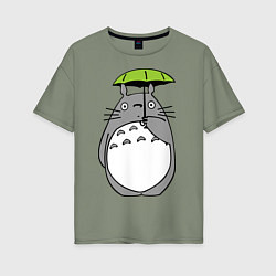 Женская футболка оверсайз Totoro с зонтом
