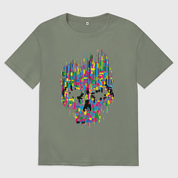 Футболка оверсайз женская Череп, цвет: авокадо