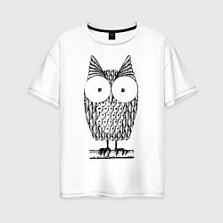 Футболка оверсайз женская Owl grafic, цвет: белый