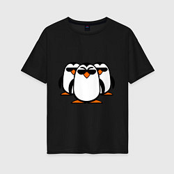 Женская футболка оверсайз Банда пингвинов