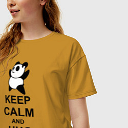 Футболка оверсайз женская Keep Calm & Hug A Panda, цвет: горчичный — фото 2
