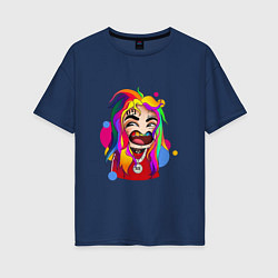 Футболка оверсайз женская 6IX9INE Colors, цвет: тёмно-синий