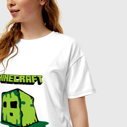 Футболка оверсайз женская Minecraft Creeper, цвет: белый — фото 2