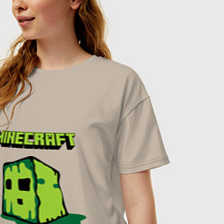 Футболка оверсайз женская Minecraft Creeper, цвет: миндальный — фото 2