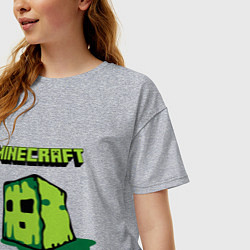 Футболка оверсайз женская Minecraft Creeper, цвет: меланж — фото 2