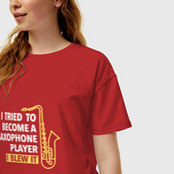Футболка оверсайз женская Saxophone Player, цвет: красный — фото 2