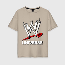 Футболка оверсайз женская WWE universe, цвет: миндальный