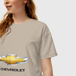 Футболка оверсайз женская Chevrolet логотип, цвет: миндальный — фото 2