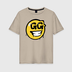Футболка оверсайз женская GG Smile, цвет: миндальный