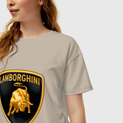 Футболка оверсайз женская Lamborghini logo, цвет: миндальный — фото 2