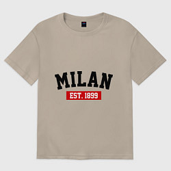 Футболка оверсайз женская FC Milan Est. 1899, цвет: миндальный