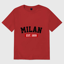 Футболка оверсайз женская FC Milan Est. 1899, цвет: красный
