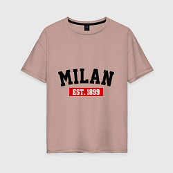 Футболка оверсайз женская FC Milan Est. 1899, цвет: пыльно-розовый