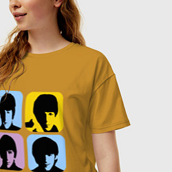 Футболка оверсайз женская The Beatles: pop-art, цвет: горчичный — фото 2