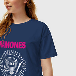 Футболка оверсайз женская Ramones Boyband, цвет: тёмно-синий — фото 2