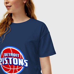 Футболка оверсайз женская Detroit Pistons - logo, цвет: тёмно-синий — фото 2