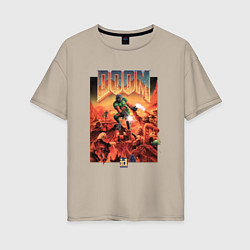 Футболка оверсайз женская DOOM id, цвет: миндальный