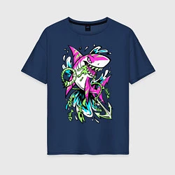 Женская футболка оверсайз Neon Shark