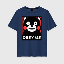 Футболка оверсайз женская Kumamon: Obey Me, цвет: тёмно-синий