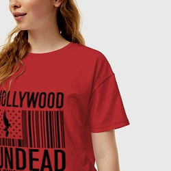 Футболка оверсайз женская Hollywood Undead: flag, цвет: красный — фото 2