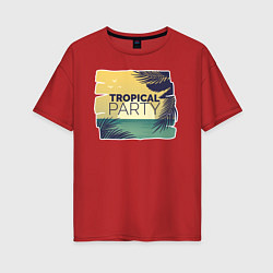 Женская футболка оверсайз Тропическое лето