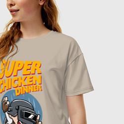 Футболка оверсайз женская Super chiken dinner, цвет: миндальный — фото 2
