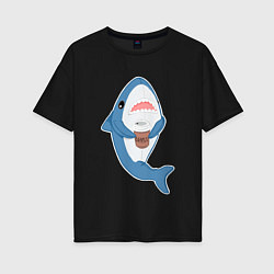 Футболка оверсайз женская Hype Shark, цвет: черный