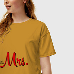 Футболка оверсайз женская Mrs: Just married, цвет: горчичный — фото 2