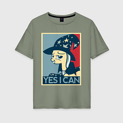 Футболка оверсайз женская MLP: Yes I Can, цвет: авокадо