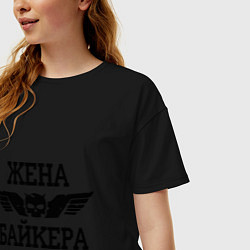Футболка оверсайз женская Жена байкера, цвет: черный — фото 2