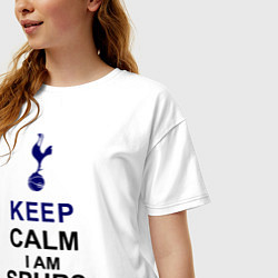 Футболка оверсайз женская Keep Calm & Spurs fan цвета белый — фото 2
