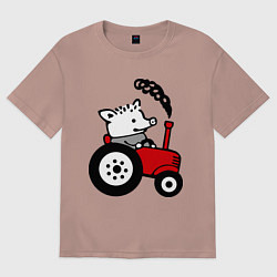 Футболка оверсайз женская Поросенок Петр, цвет: пыльно-розовый