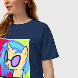 Футболка оверсайз женская DJ Pon-3 RAVE, цвет: тёмно-синий — фото 2