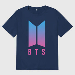 Футболка оверсайз женская BTS: Neon V, цвет: тёмно-синий
