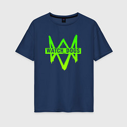 Футболка оверсайз женская Watch Dogs: Green Logo, цвет: тёмно-синий