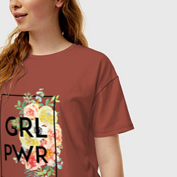 Футболка оверсайз женская GRL PWR, цвет: кирпичный — фото 2