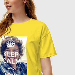 Футболка оверсайз женская Keep Calm & Love Harry Styles, цвет: желтый — фото 2