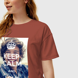 Футболка оверсайз женская Keep Calm & Love Harry Styles, цвет: кирпичный — фото 2