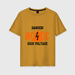 Футболка оверсайз женская AC/DC: High Voltage, цвет: горчичный