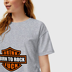 Футболка оверсайз женская Born to rock, цвет: меланж — фото 2