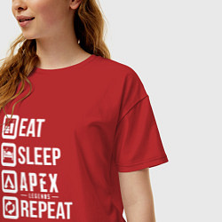 Футболка оверсайз женская Eat, Sleep, Apex, Repeat, цвет: красный — фото 2
