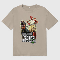 Футболка оверсайз женская GTA 5: Man & Dog, цвет: миндальный