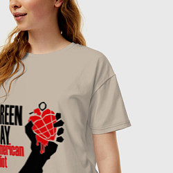 Футболка оверсайз женская Green Day: American idiot, цвет: миндальный — фото 2