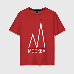 Футболка оверсайз женская Москва-белый логотип-2, цвет: красный