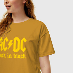 Футболка оверсайз женская ACDC BACK IN BLACK, цвет: горчичный — фото 2