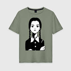 Футболка оверсайз женская Wednesday Addams, цвет: авокадо