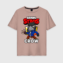 Футболка оверсайз женская BRAWL STARS CROW, цвет: пыльно-розовый